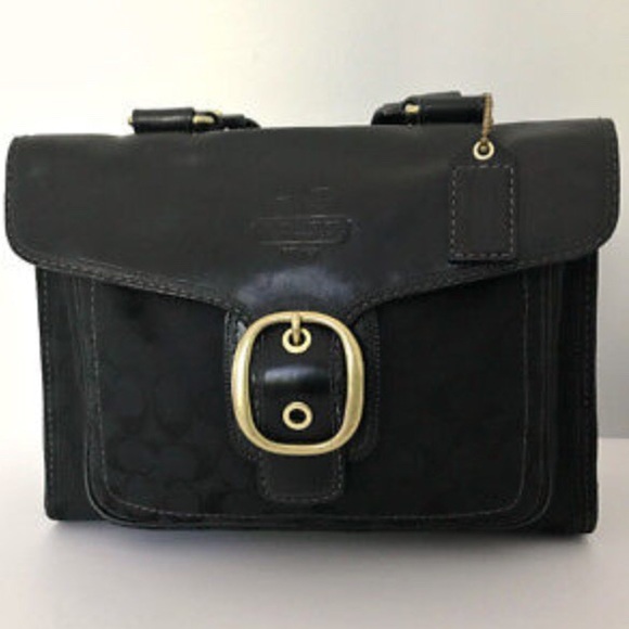 Coach Handbags - COACH Large Black Signature Bleeker Satchel